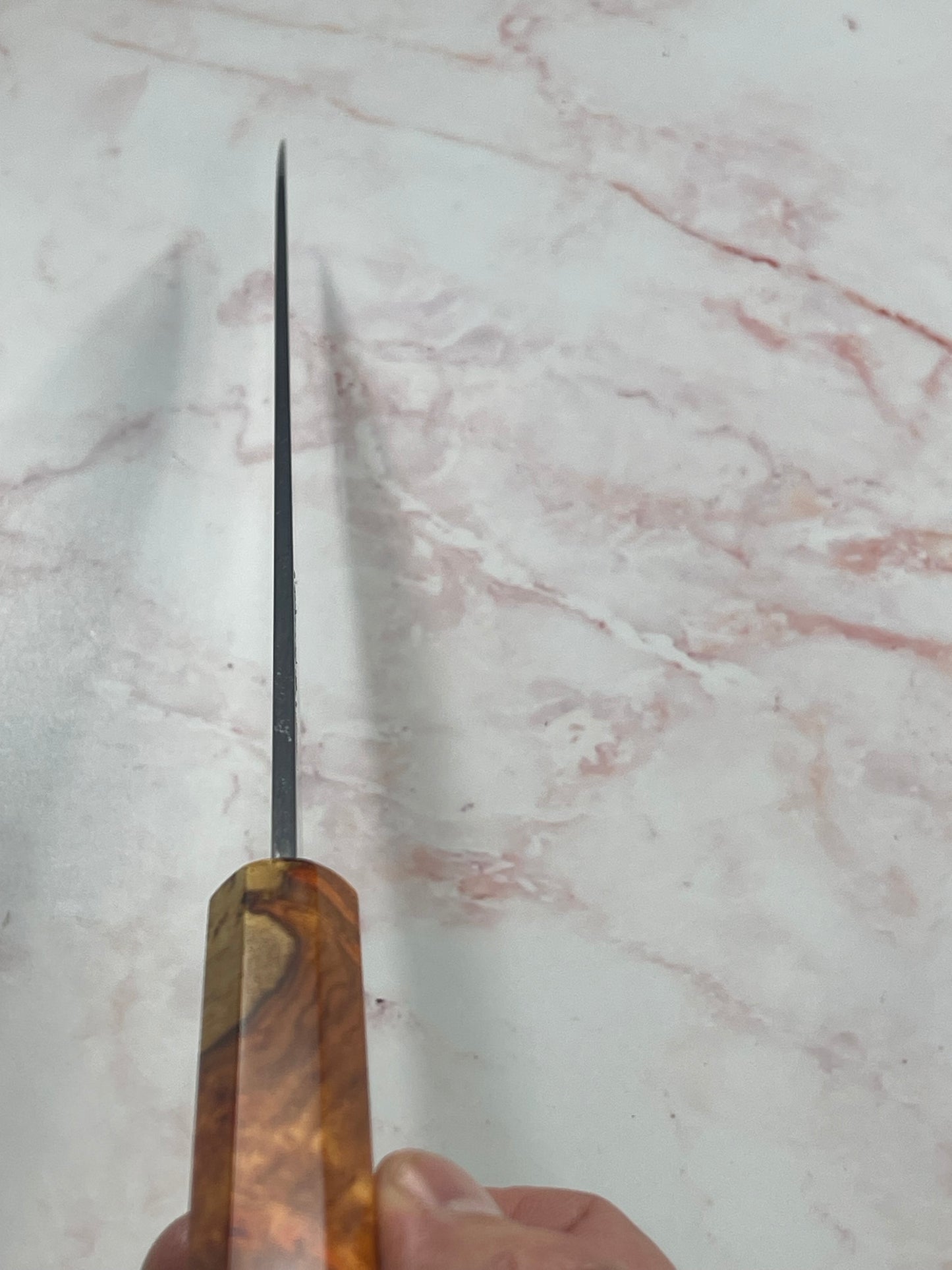 Keskin Honyaki Gyuto 240mm , Full Amboyna Burl with Amboyna Saya