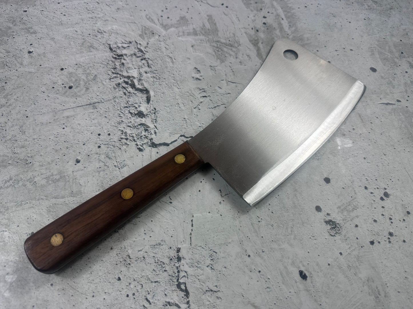 Vintage LamsonSharp Pro Butcher Cleaver Knife 180mm High Carbon Steel Made in USA 2118