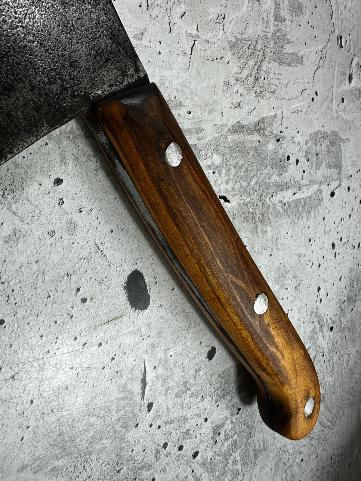 Vintage Heavy Duty Butchers Cleaver Knife 200mm Carbon Steel Timber Handle 2266