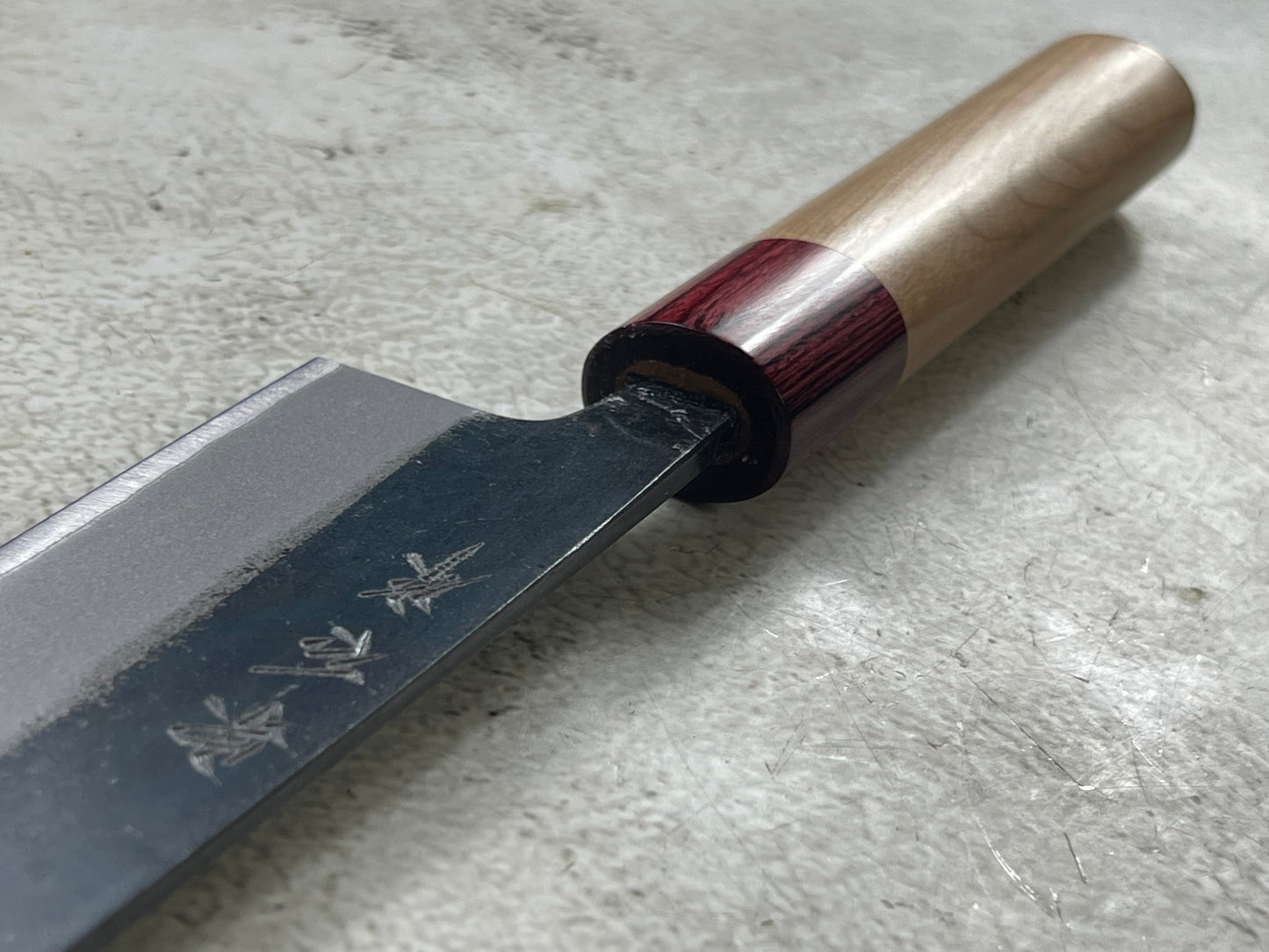Muneishi Aogami 2 Iron Clad Kiritsuke 180mm Kurouchi Finish