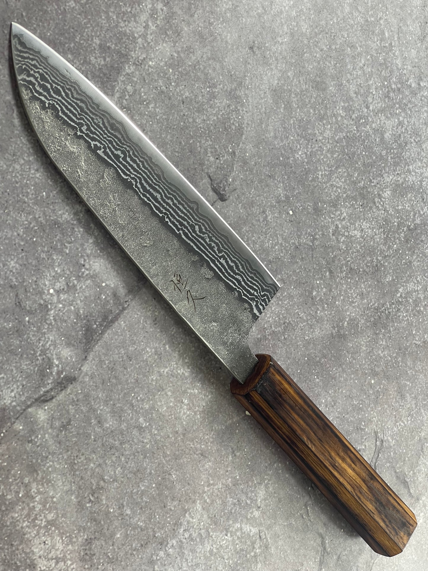 Tsunehisa 440c Damascus Nashiji Santoku 170mm Oak Handle Made in Japan 🇯🇵