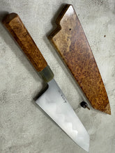 Load image into Gallery viewer, Keskin Migaki Kiritsuke 230mm Amboyna Burl &amp; Blonde Buffalo Horn with sheath