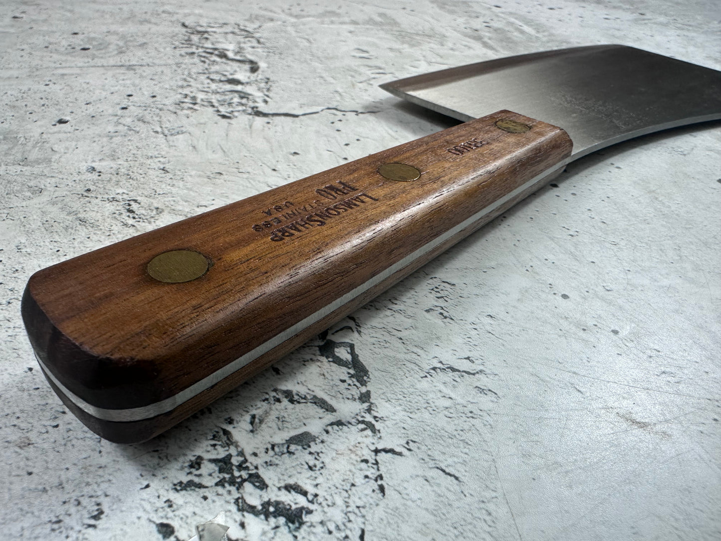 Vintage LamsonSharp Pro Butcher Cleaver Knife 180mm High Carbon Steel Made in USA 2118