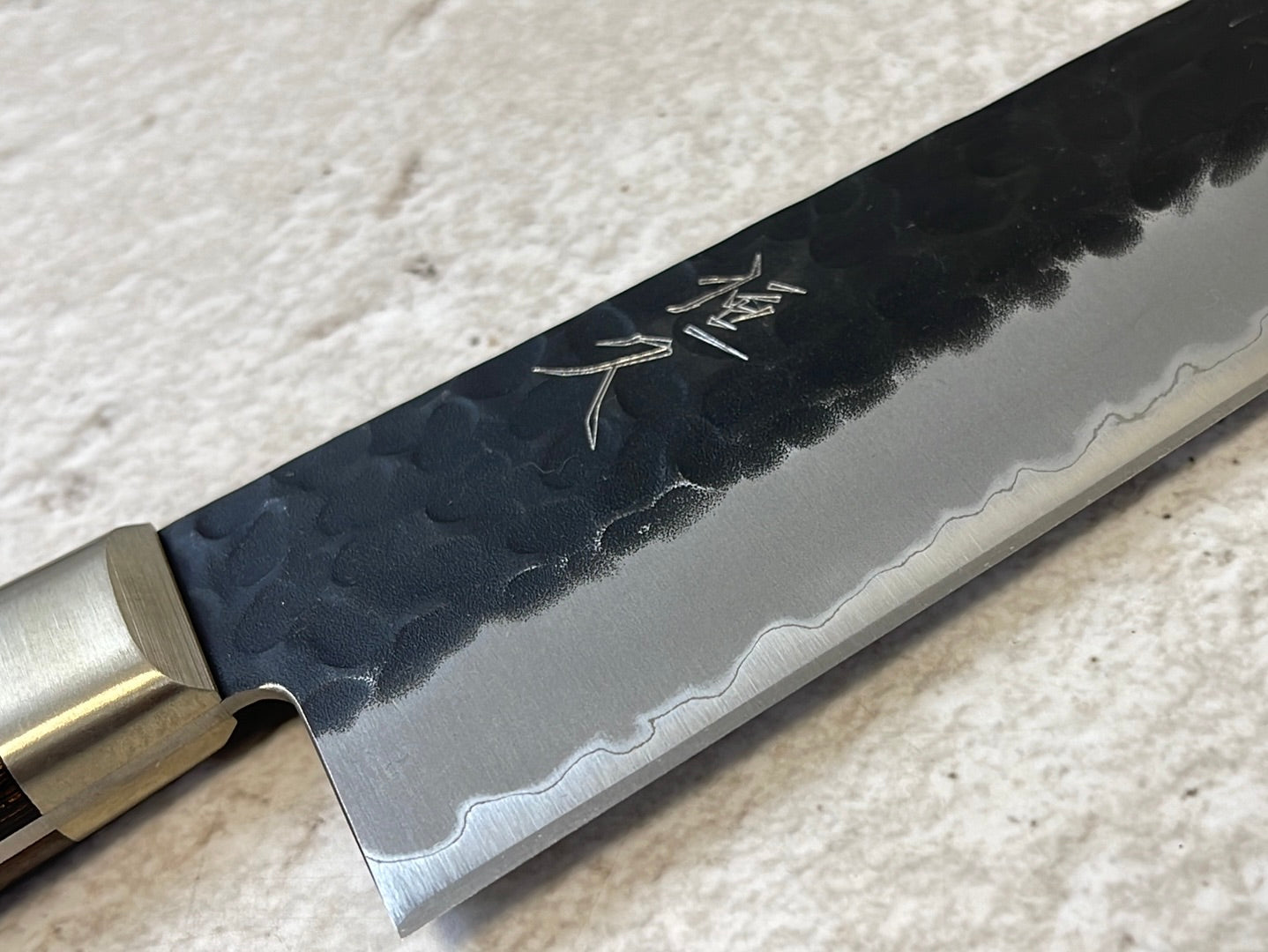 Tsunehisa Aogami Super Kuro Tsutime Santoku Knife 180mm - Made in Japan 🇯🇵 Brown Pakka Wood Handle