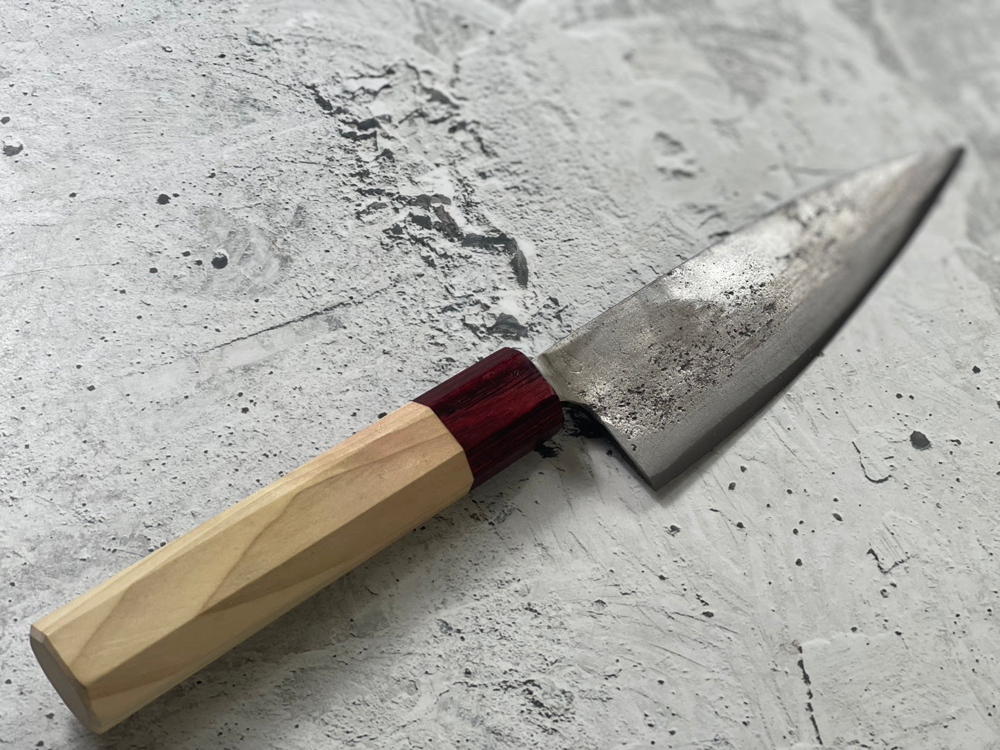 Japanese Knife Set 3x Carbon Steel Magnolia and Red Pakka Octagon Handle Made In Japan 1539
