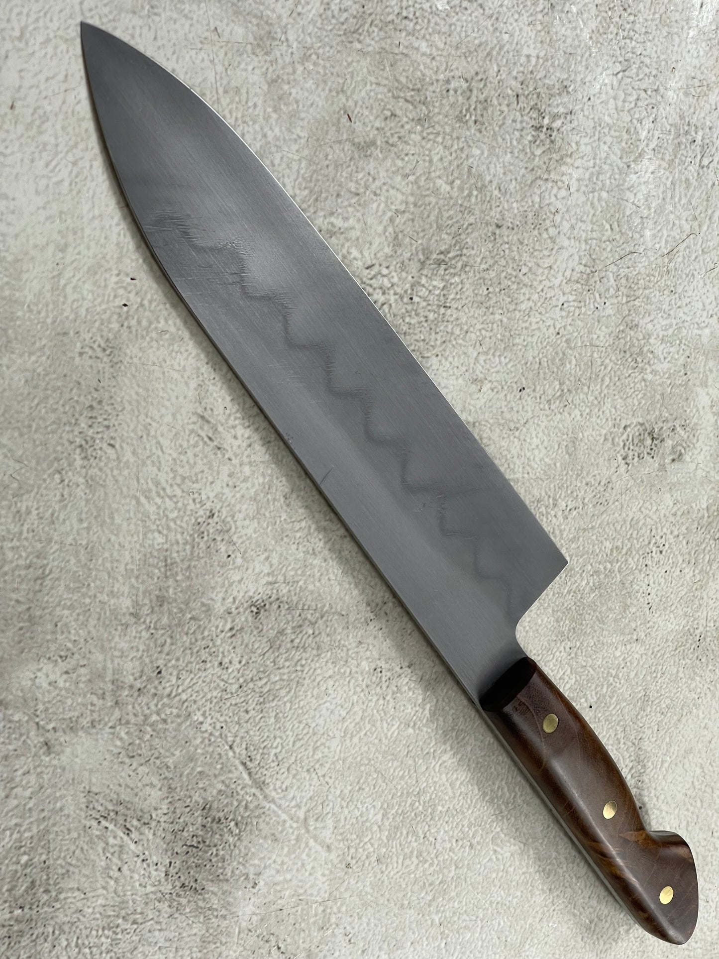 Kanefusa Full Tang Gyuto 230mm Teakwood Burl Set Brass Pins & Sheath
