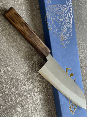 Masutani Kokuryu Nashiji Santoku 170mm  VG1 Steel Oak Handle