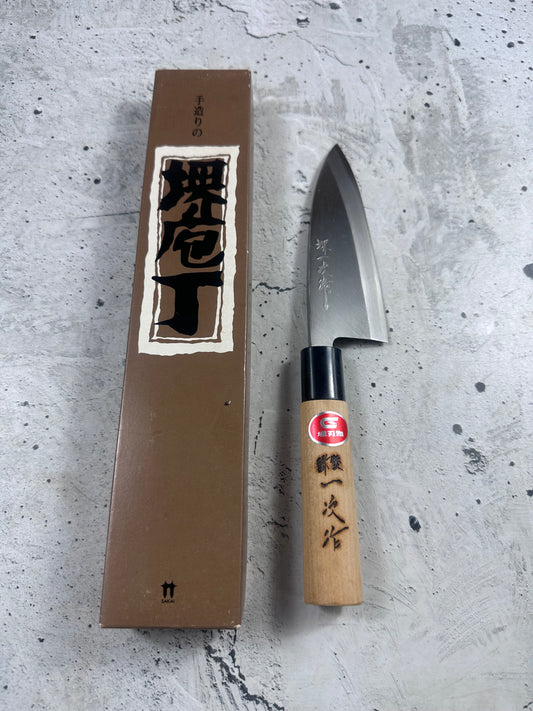 Vintage Sakai Ichiji Deba Knife Carbon Steel Wood Handle 2241