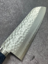 Load image into Gallery viewer, Masutani Kokuryu Santoku 170mm Blue Pakkawood Handle