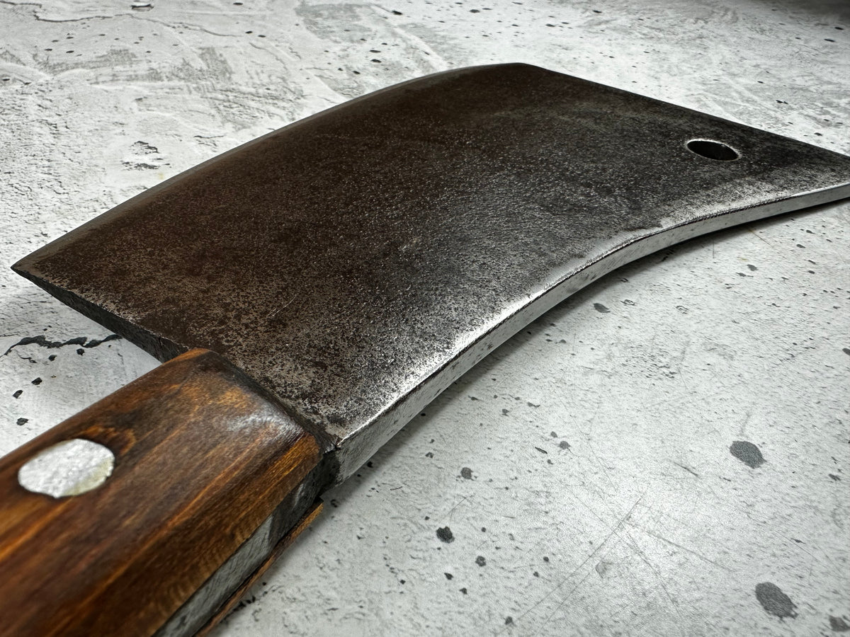 Vintage Heavy Duty Butchers Cleaver Knife 200mm Carbon Steel Timber Handle 2266