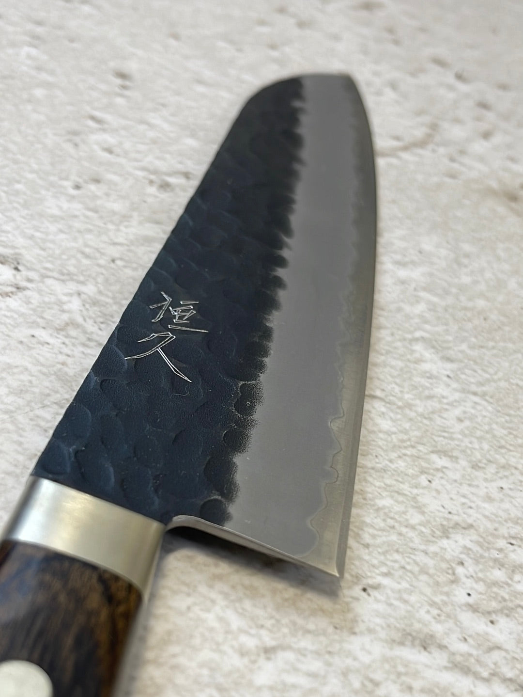 Tsunehisa Aogami Super Kuro Tsutime Santoku Knife 180mm - Made in Japan 🇯🇵 Brown Pakka Wood Handle
