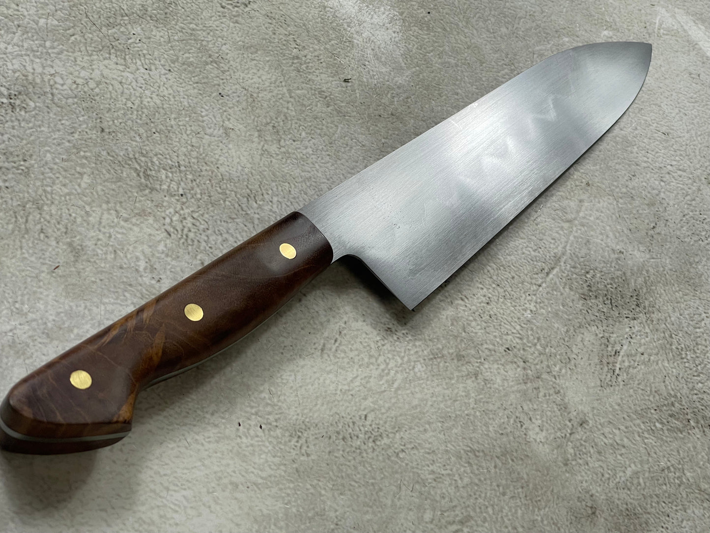 Kanefusa Full Tang Gyuto 230mm Teakwood Burl Set Brass Pins & Sheath