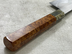 Keskin Migaki Kiritsuke 230mm Amboyna Burl & Blonde Buffalo Horn with sheath