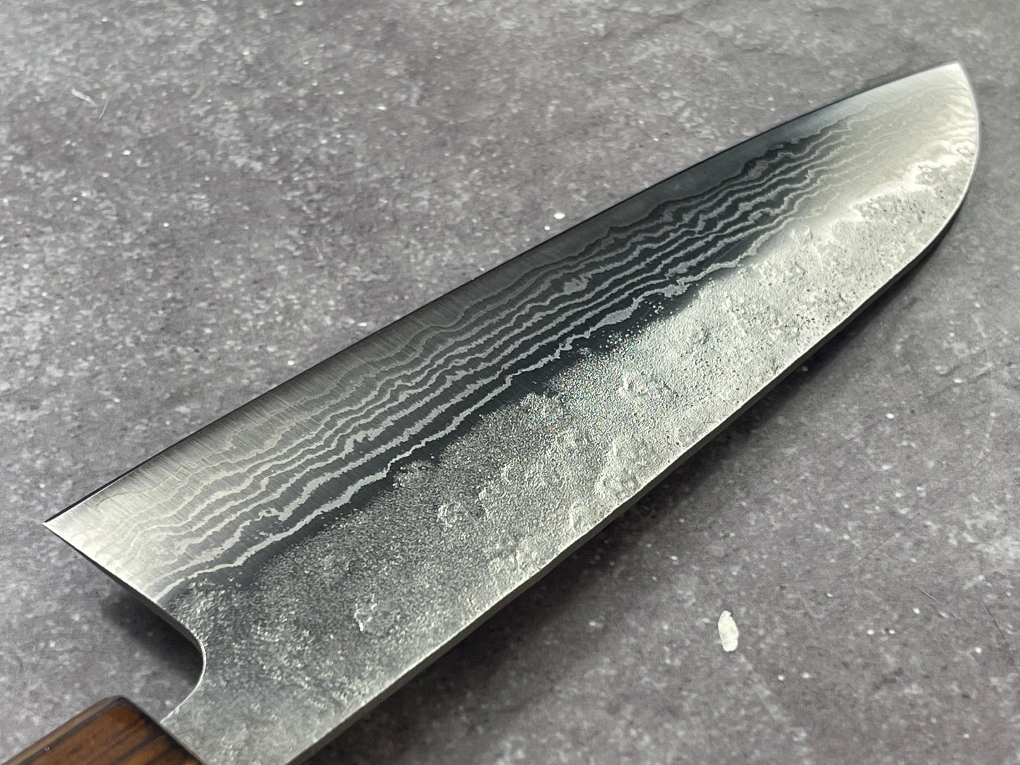 Tsunehisa 440c Damascus Nashiji Santoku 170mm Oak Handle Made in Japan 🇯🇵