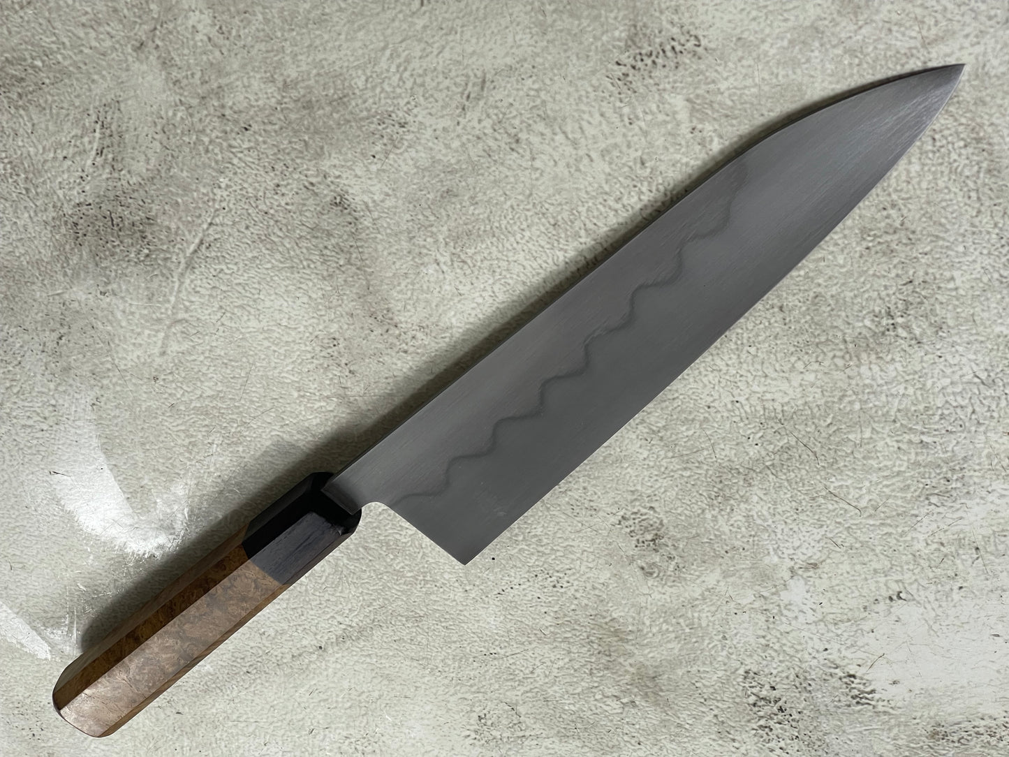 Kanefusa Gyuto 230mm Teakwood Burl & Rosewood Handle & Sheath