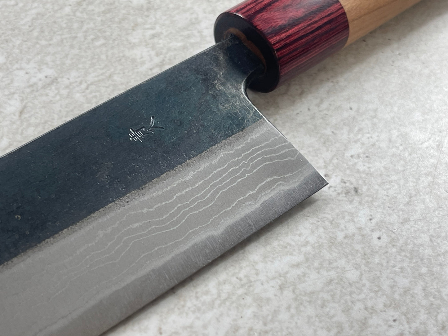 Muneishi Aogami Damascus Kiritsuke 210 mm  Kurochi Finish Made in Japan 🇯🇵