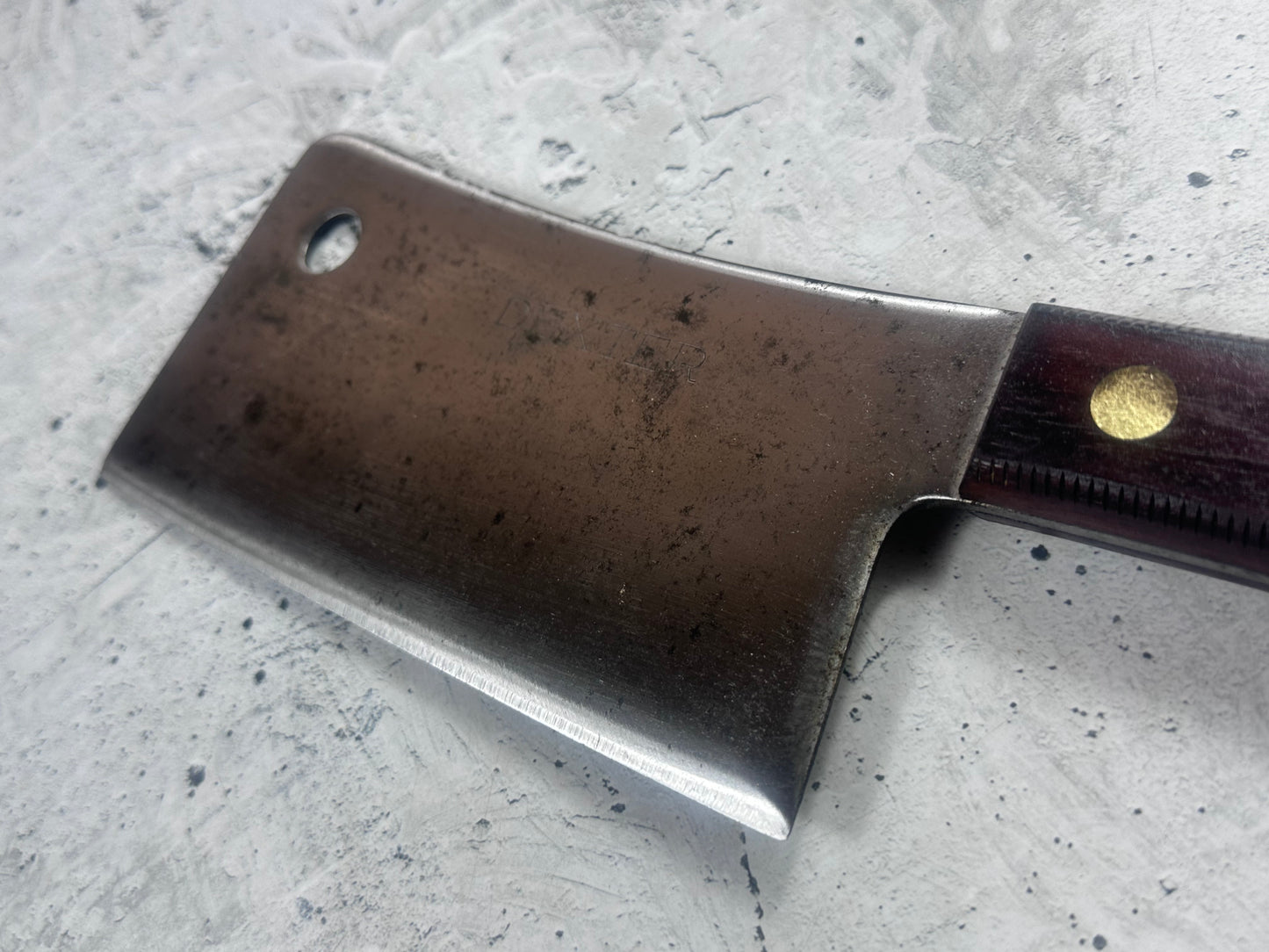 Vintage Dexter Butcher Cleaver Knife 180mm High Carbon Steel Made in USA 2106