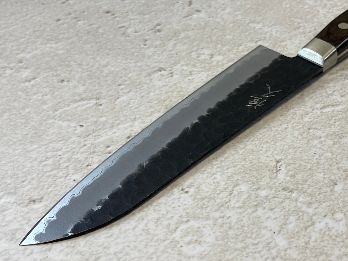 Tsunehisa Aogami Super Kuro Tsutime Santoku Knife 180mm - Made in Japan 🇯🇵 Brown Pakka Wood Handle
