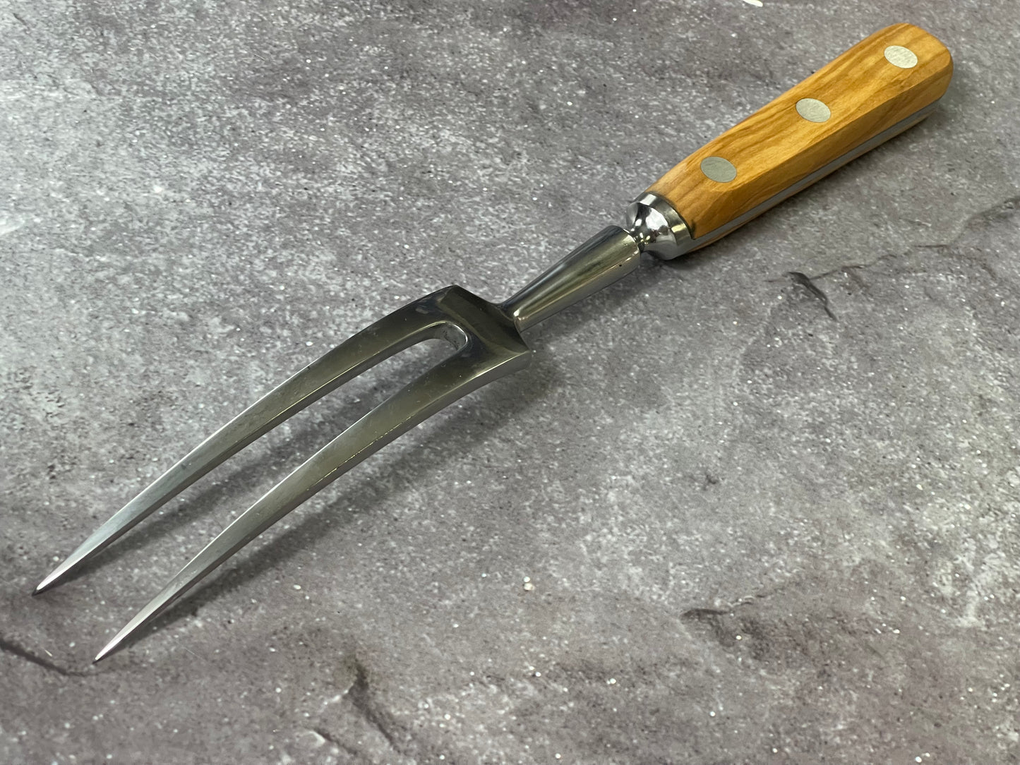 K Sabatier Curbed Fork 150mm - HIGH CARBON STEEL - OLIVE WOOD HANDLE