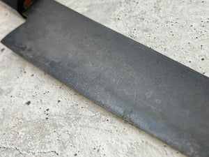 Used Damascus SanMai Sujihiki Knife 240mm Kurouchi Etched, Vietnamese Ebony & Lagerstroemia Wood Handle