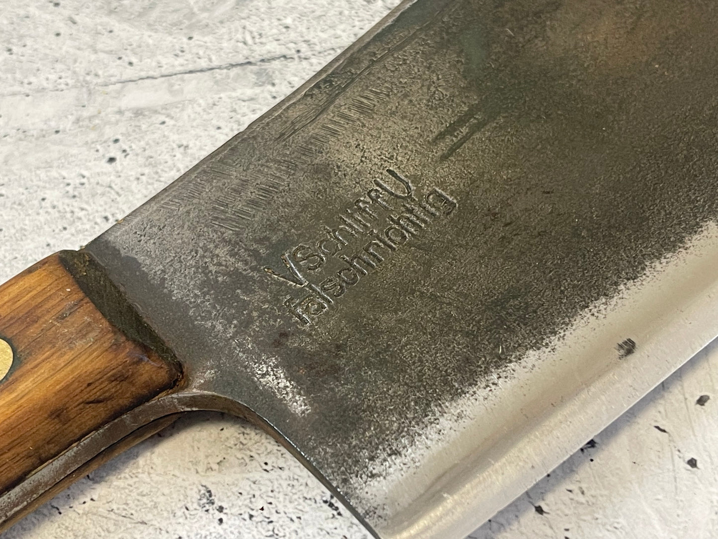 Vintage F. Dick Butcher Cleaver Knife 180mm Carbon Steel Blade Made in Germany 1529