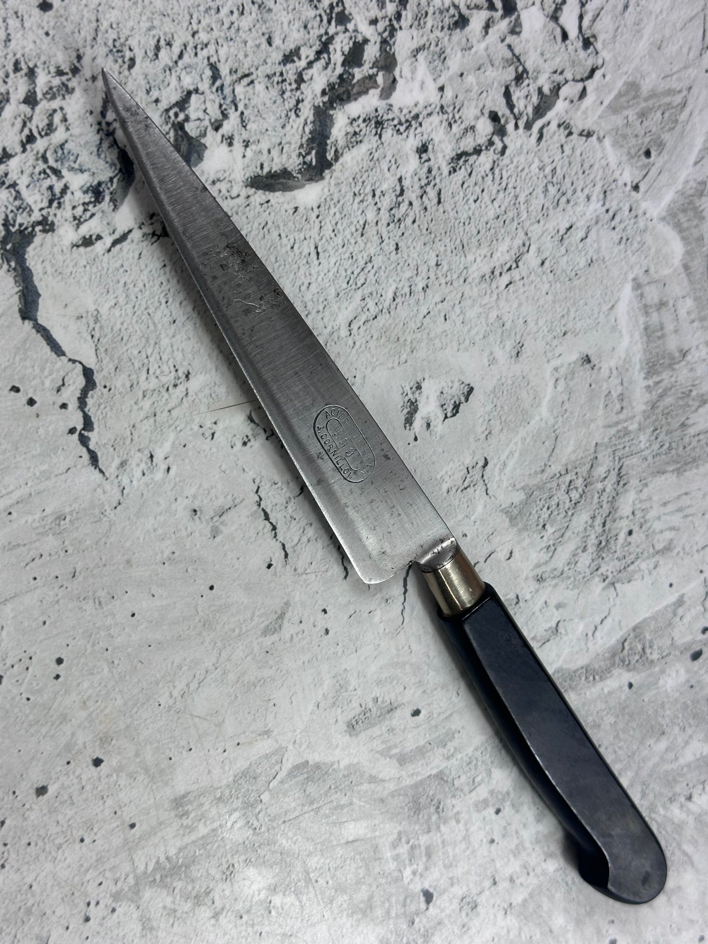 Vintage French Nogent Style Paring Knife 110mm Inox Steel POM Handle 2195
