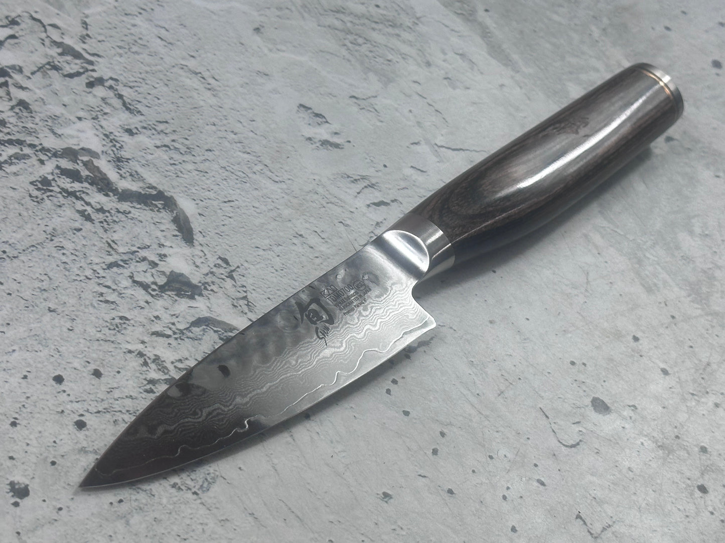 Pre-Owned Shun Premier Paring Knife 100mm Damascus Steel PakkaWood Handle 2175