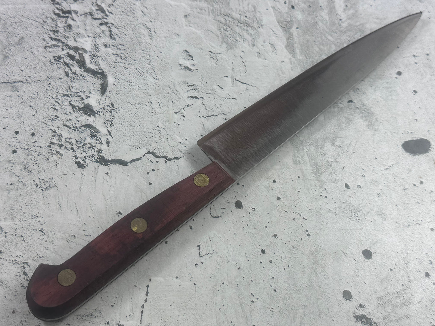 Vintage French Slicing Knife 200mm Inox Steel Wood Handle 2192