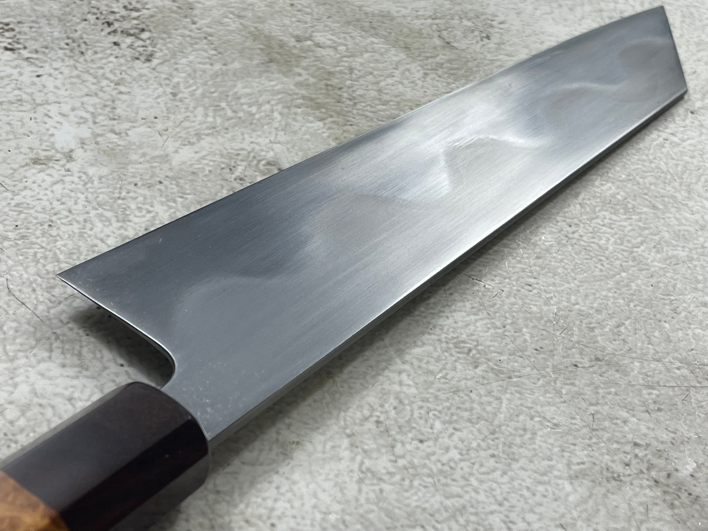 Keskin Migaki Kiritsuke 230mm Amboyna Burl Mix & Purple Resin Rosewood Ferrule