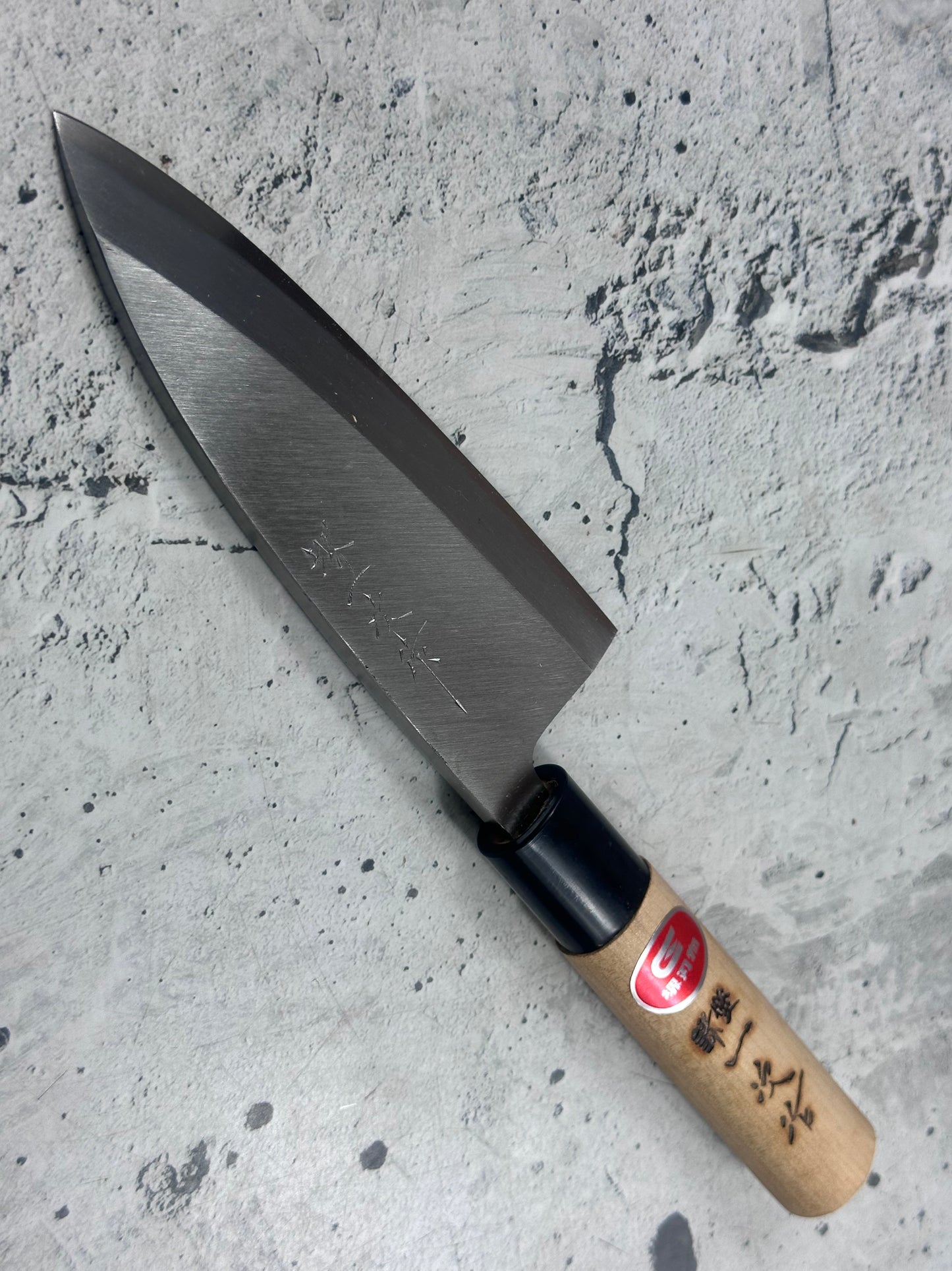 Vintage Sakai Ichiji Deba Knife Carbon Steel Wood Handle 2241
