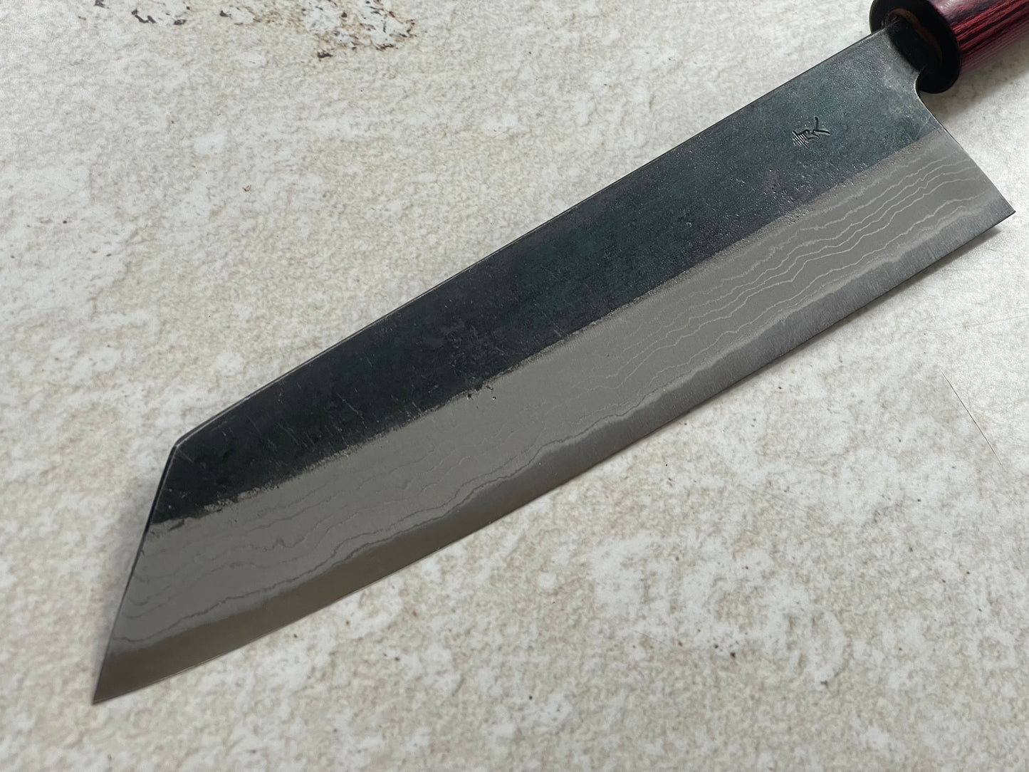 Muneishi Aogami Damascus Kiritsuke 210 mm  Kurochi Finish Made in Japan 🇯🇵