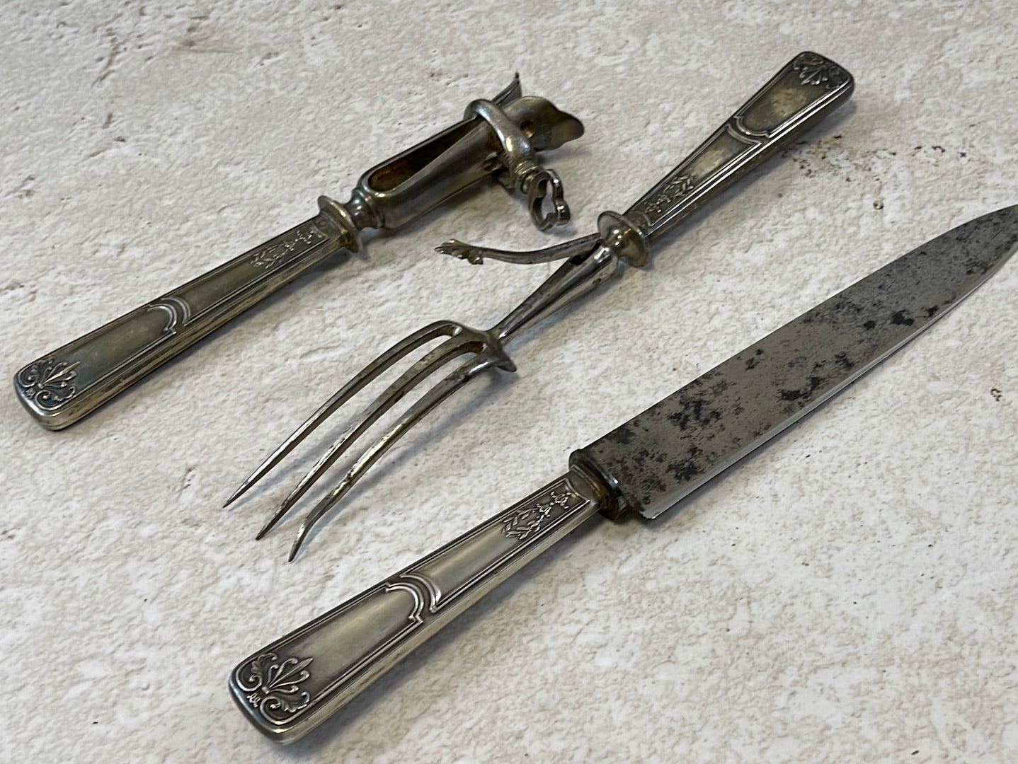 Vintage Salad and Carving Knife Set Made in France 🇫🇷 Carbon Steel 1412