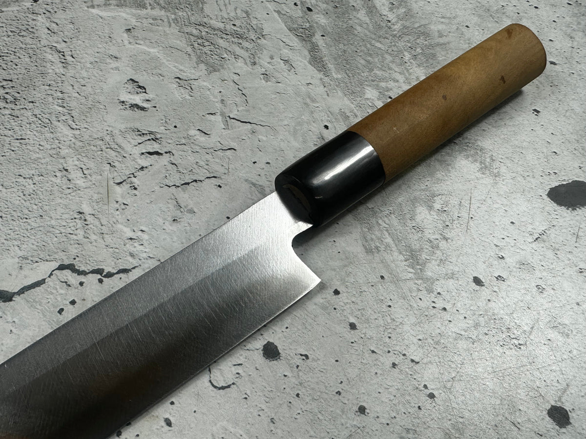 Vintage Kumpei Yanagiba Knife 210mm Carbon Steel Wood Handle Buffalo Horn 2228
