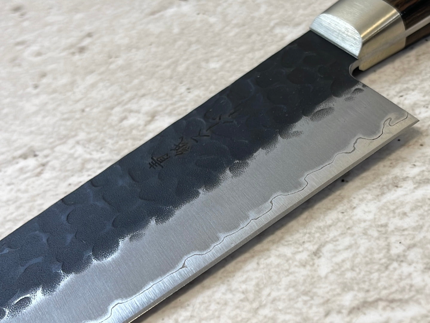 Tsunehisa Aogami Super Kuro Tsutime Santoku Knife 180mm - Made in Japan 🇯🇵 Brown Pakka Wood Handle