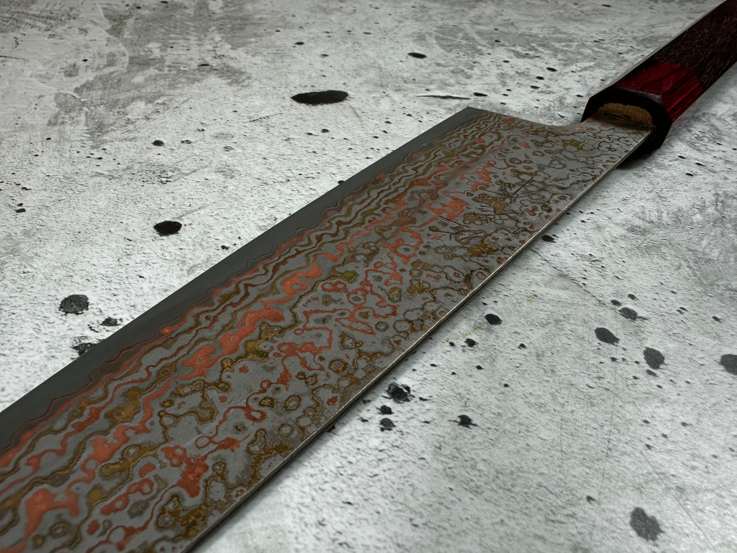 Takeshi Saji VG10-W Nashiji Rainbow Damascus Gyuto 210mm