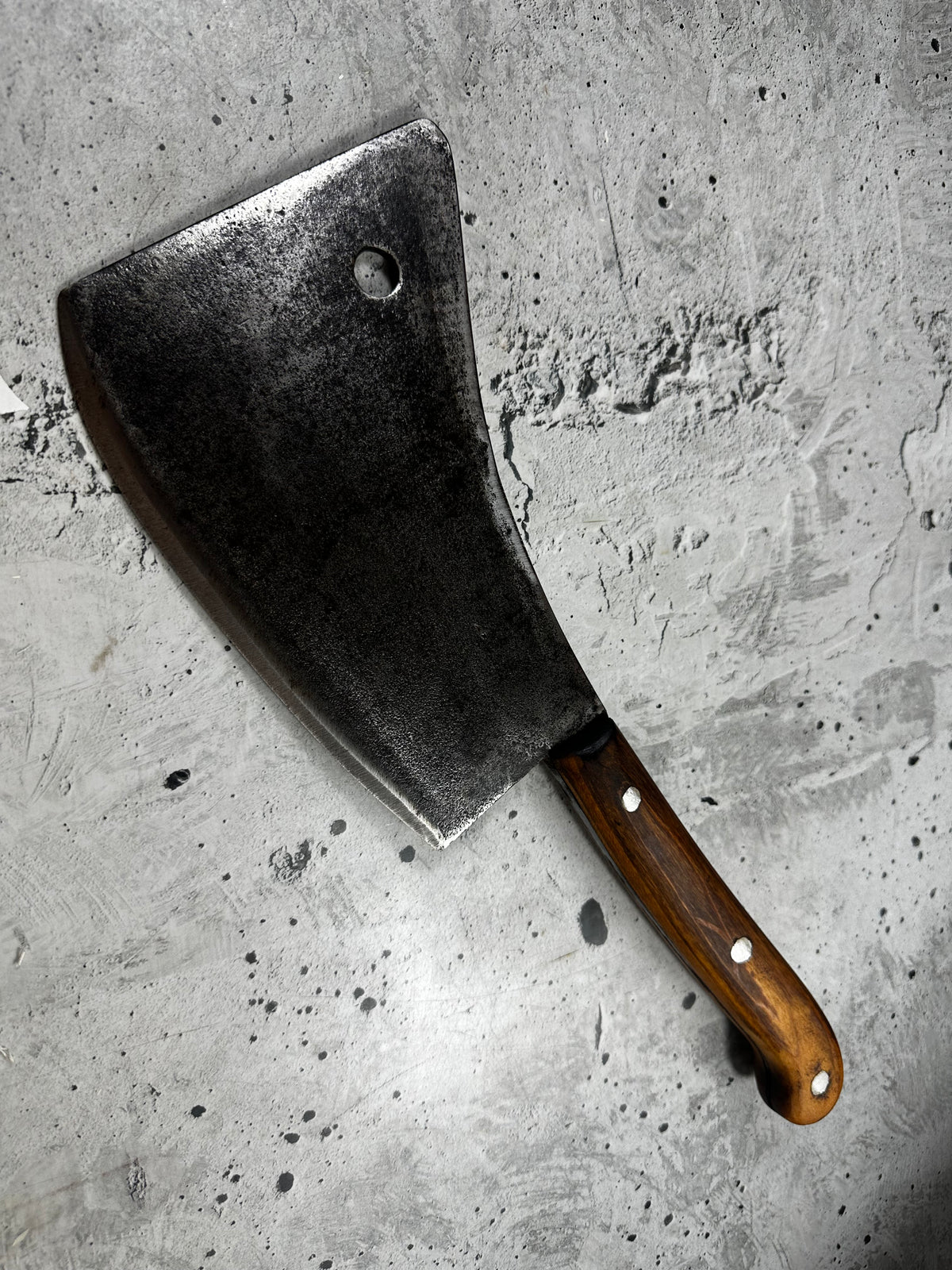 Vintage Heavy Duty Butchers Cleaver Knife 200mm Carbon Steel Timber Handle 2266