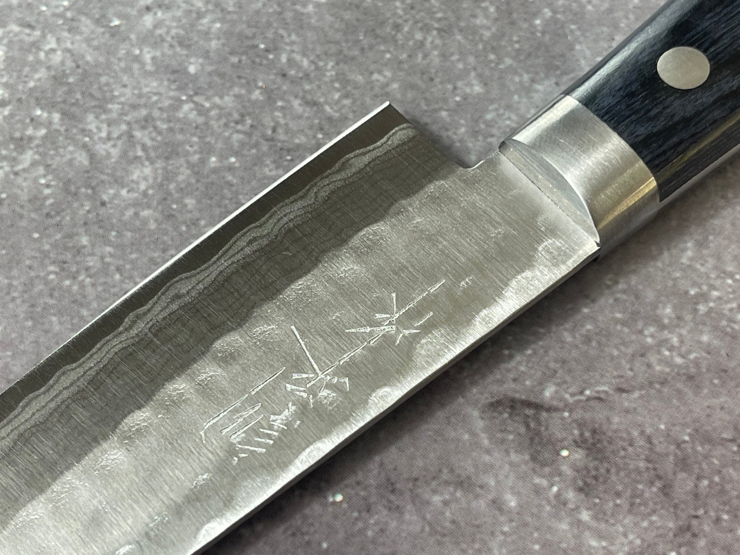 Masutani Kokuryu Ko-Santoku 130mm Blue Pakkawood Handle