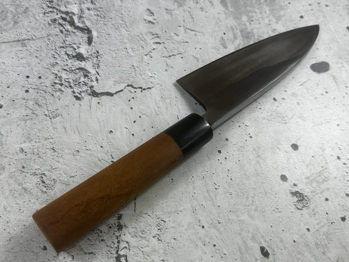 Vintage Kumpei Deba Knife 150mm Carbon Steel Wood Handle Buffalo Horn 2227