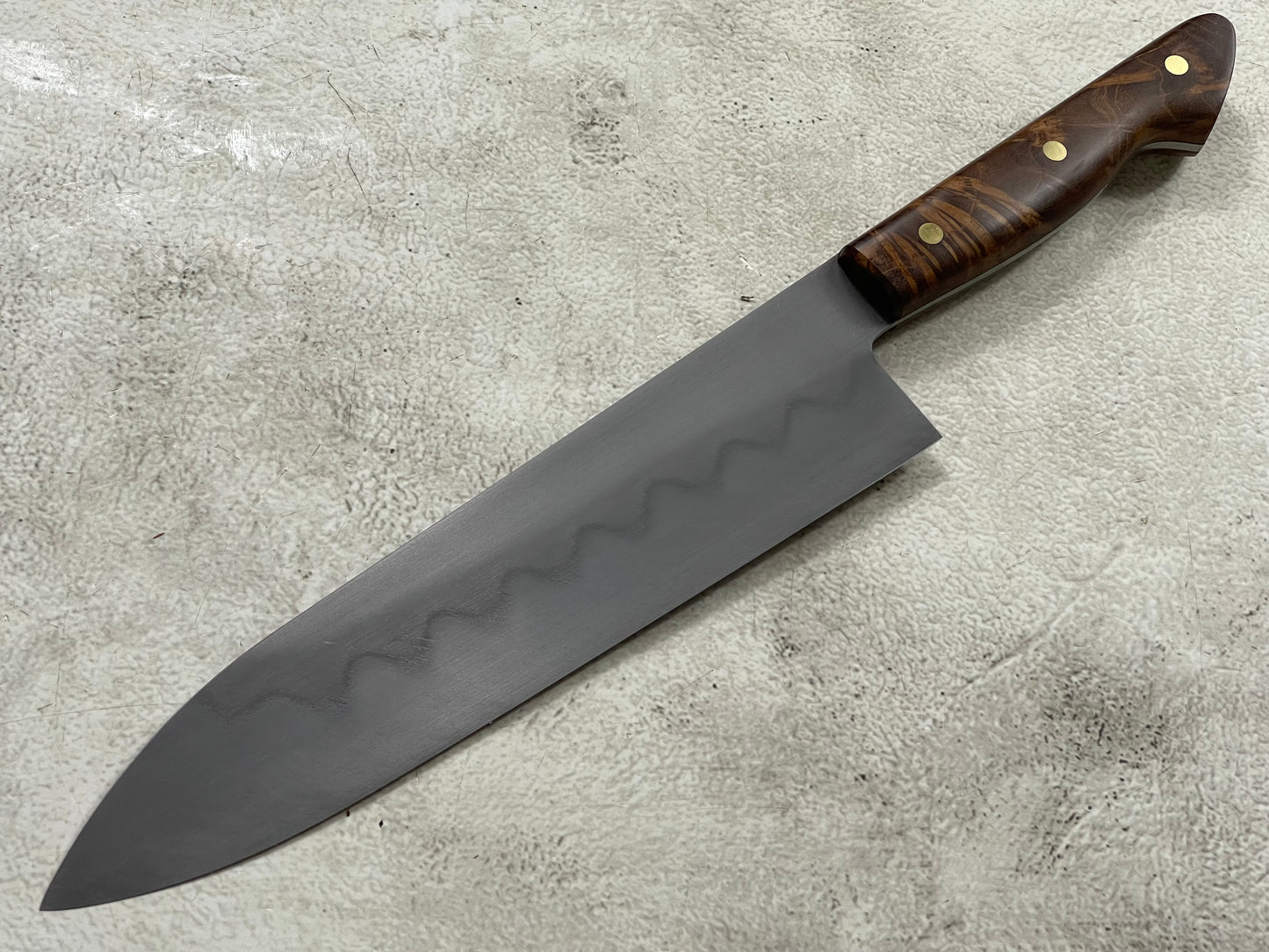 Kanefusa Full Tang Gyuto 230mm Teakwood Burl Set Brass Pins & Sheath