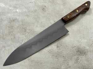 Kanefusa Full Tang Gyuto 230mm Teakwood Burl Set Brass Pins & Sheath