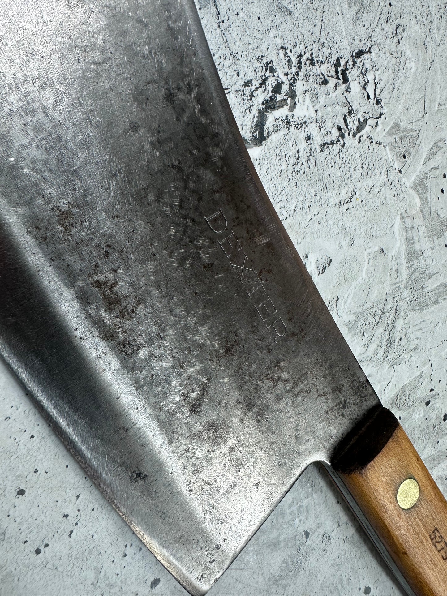 Vintage Dexter Butcher Cleaver Knife 230mm Carbon Steel Made in USA 2107