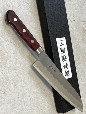 Tsunehisa Aogami Super Kuro Tsutime Polished Santoku Knife 180mm - Made in Japan 🇯🇵 Red Pakka Wood Handle