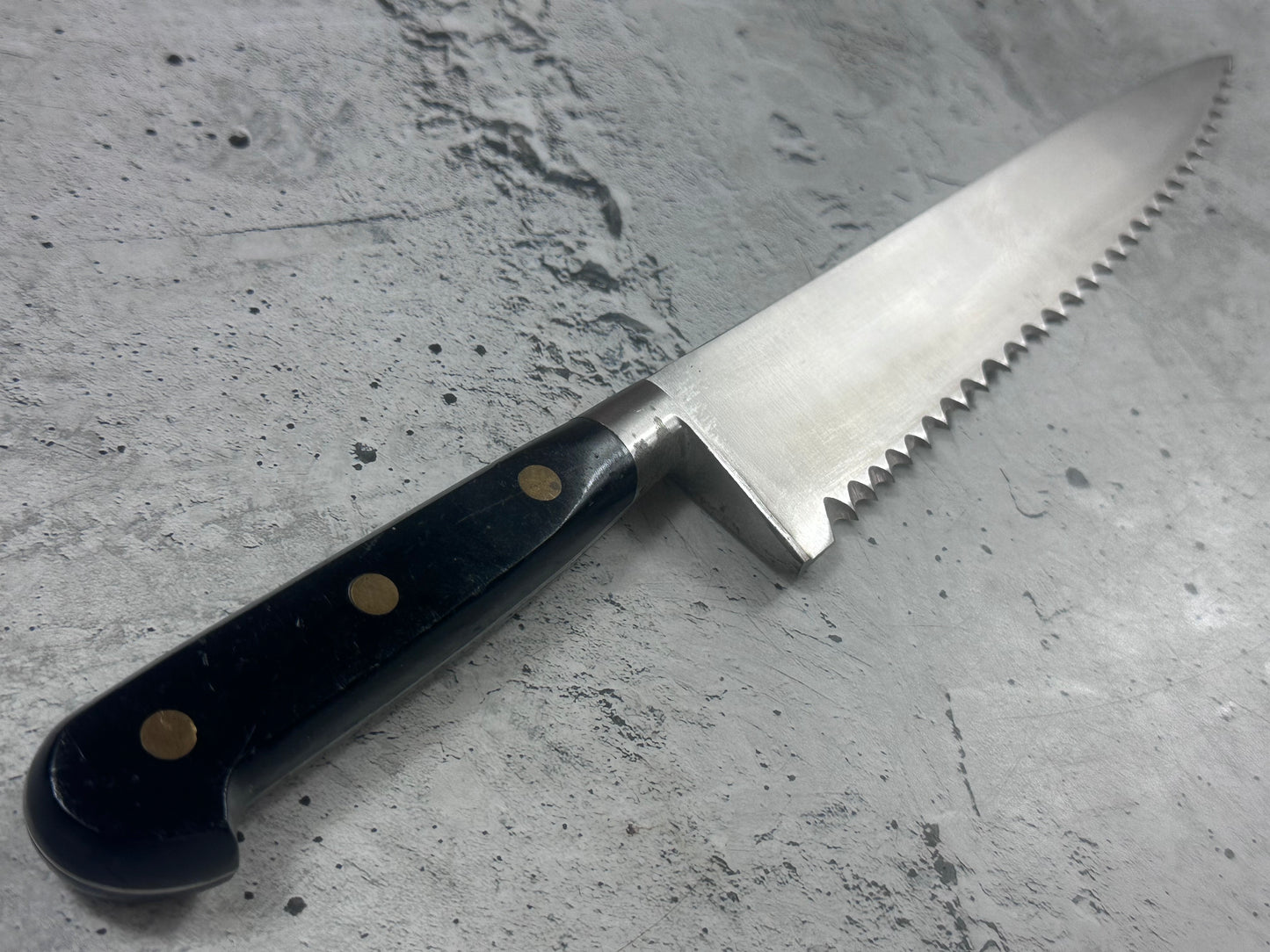 Vintage French Serrated Frozen Food Knife 250mm Inox Steel POM Handle 2194