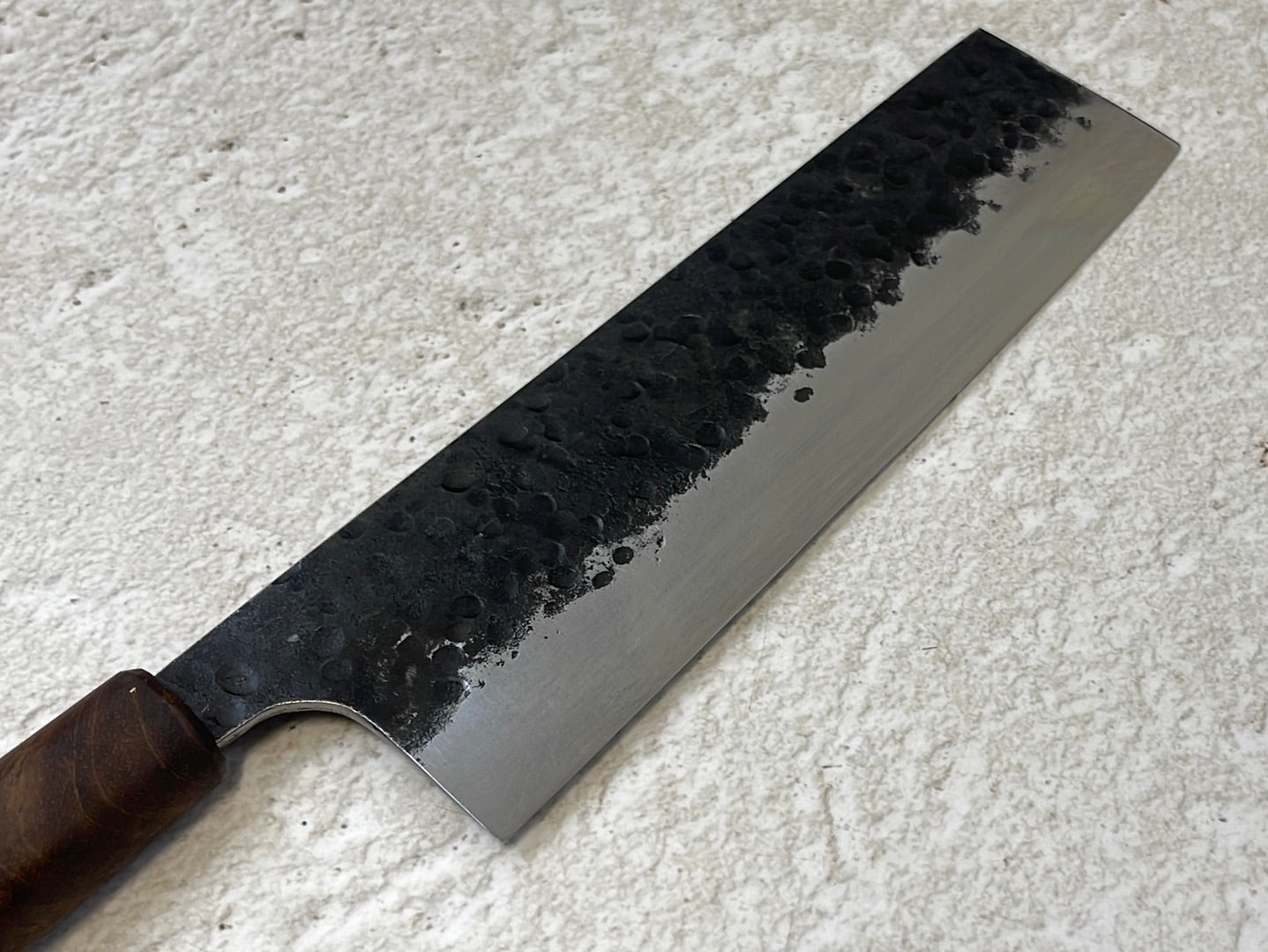 Nakiri 180mm Kurouchi Tsuchime with Jatiwood Timber Handle