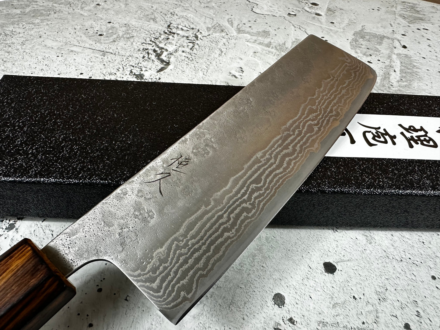 Tsunehisa 440c Damascus Nashiji Nakiri 170mm Oak Handle Made in Japan 🇯🇵