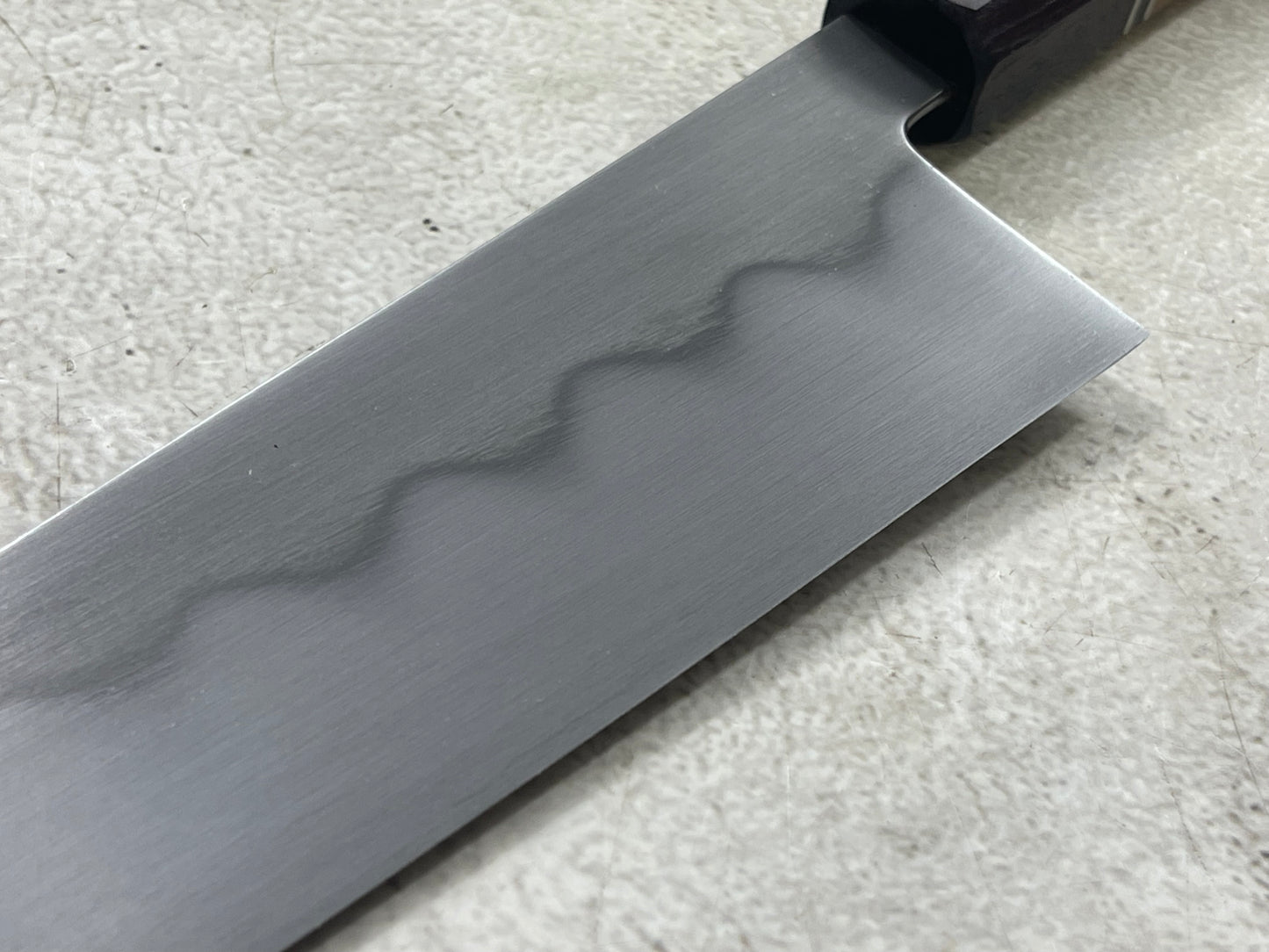 Kanefusa Gyuto 230mm Teakwood Burl Liner Spacer Rosewood Ferrule & Sheath