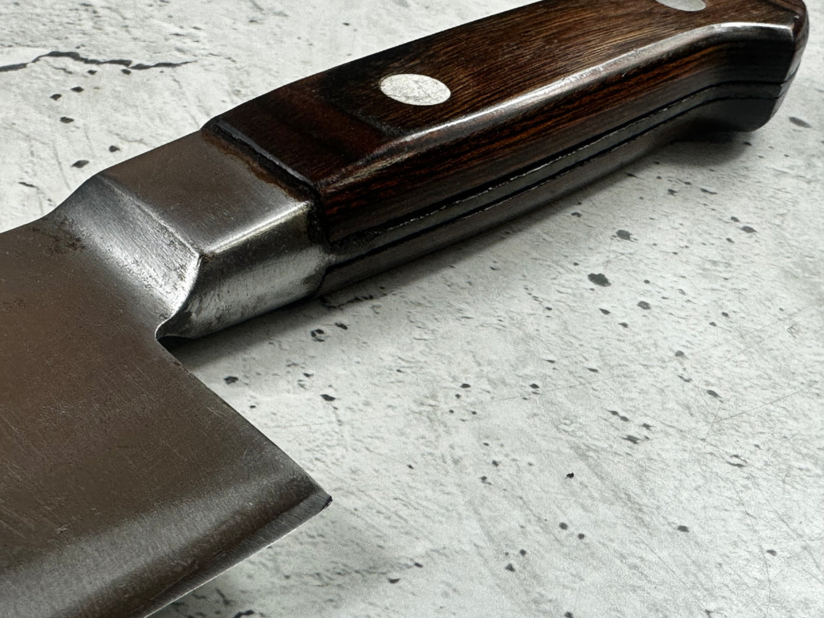 Vintage Seki Magoroku Santoku Knife 200mm Carbon Steel Wood Handle 2277