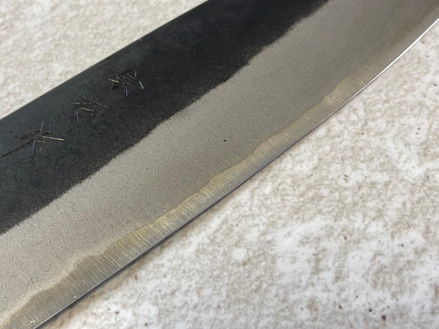 Muneishi Aogami SS Clad Santoku 180 mm  Kurochi Finish Made in Japan