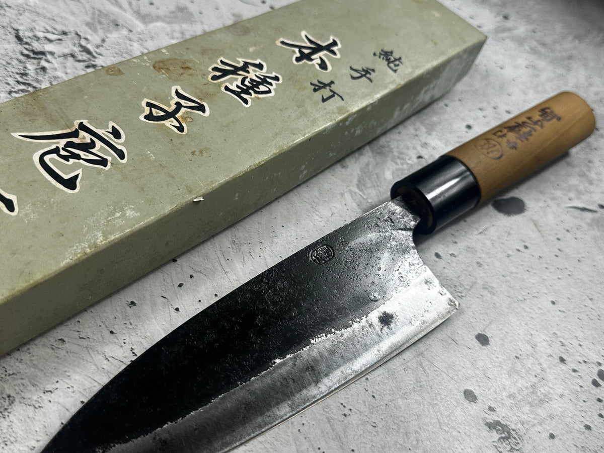 Vintage Tanegashima Deba Knife 180mm Carbon Steel Timber Handle 2271