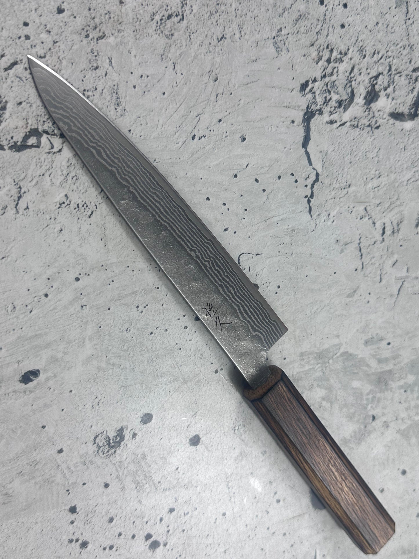 Tsunehisa 440c Damascus Nashiji Petty 150mm Oak Handle Made in Japan